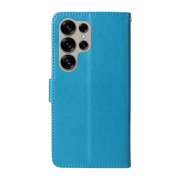 For Galaxy S25 Ultra 5G Embossed Butterfly Flowers Leather Phone Case