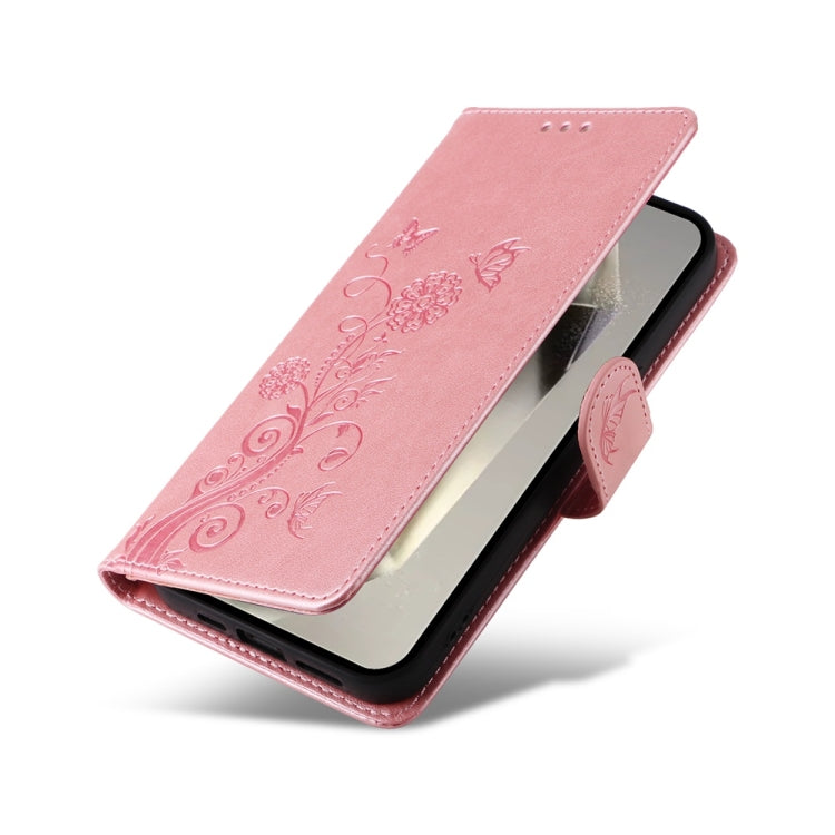 For Galaxy S25 Ultra 5G Embossed Butterfly Flowers Leather Phone Case