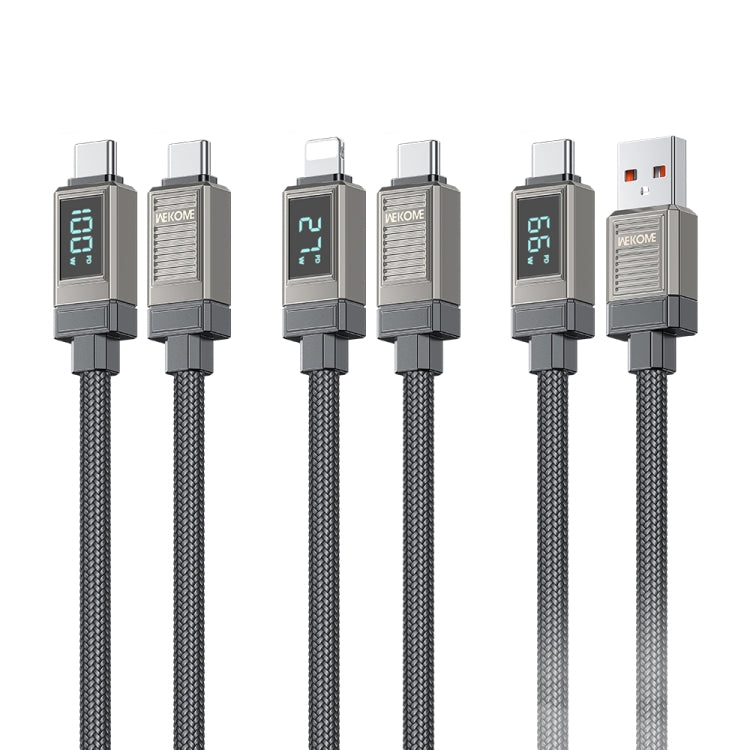 WK WDC-39 Smart Digital Display 1.2m 66W USB to Type-C Fast Charging Data Cable - Black Grey