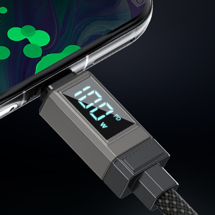 WK WDC-39 Smart Digital Display 1.2m 66W USB to Type-C Fast Charging Data Cable - Black Grey