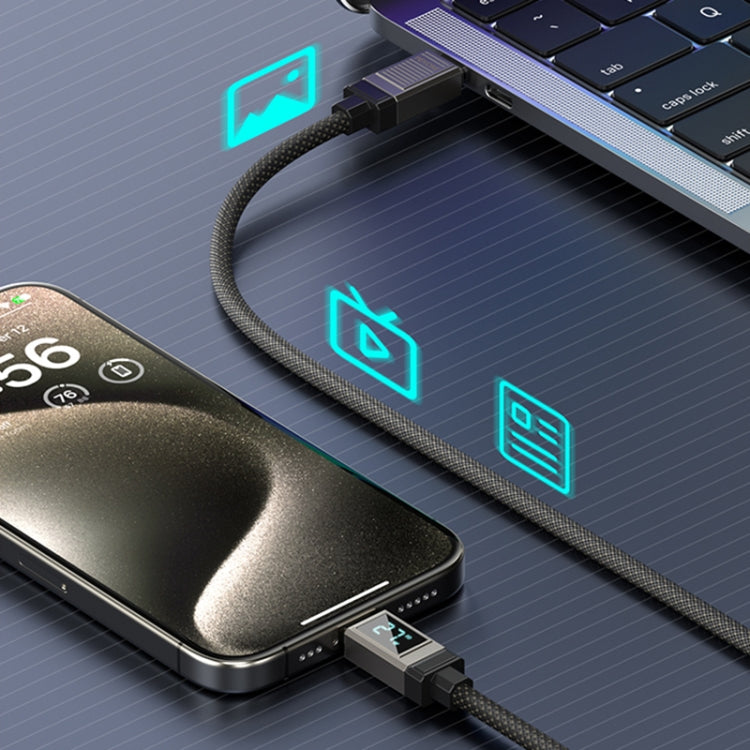 WK WDC-39 Smart Digital Display 1.2m 66W USB to Type-C Fast Charging Data Cable - Black Grey