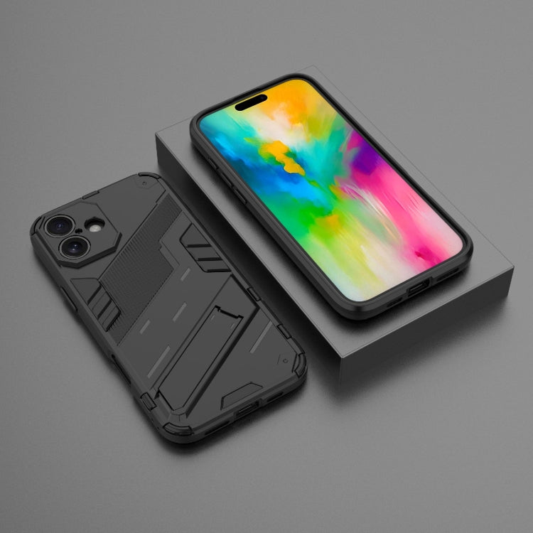 For iPhone 16 Plus Punk Armor 2 in 1 PC + TPU Phone Case with Holder