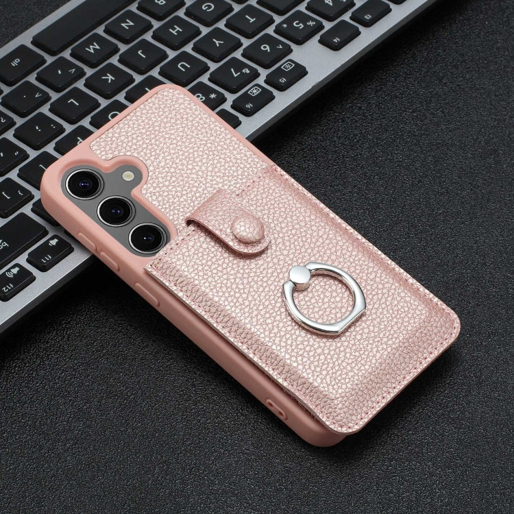 For Samsung Galaxy S24+ 5G Litchi Texture Drawing Card Bag Ring Holder Phone Case