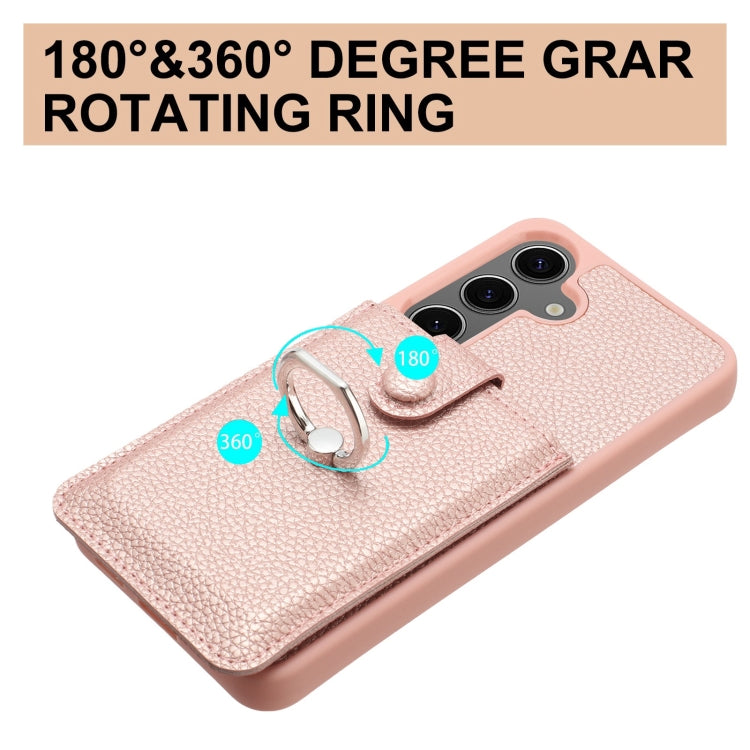 For Samsung Galaxy S24+ 5G Litchi Texture Drawing Card Bag Ring Holder Phone Case