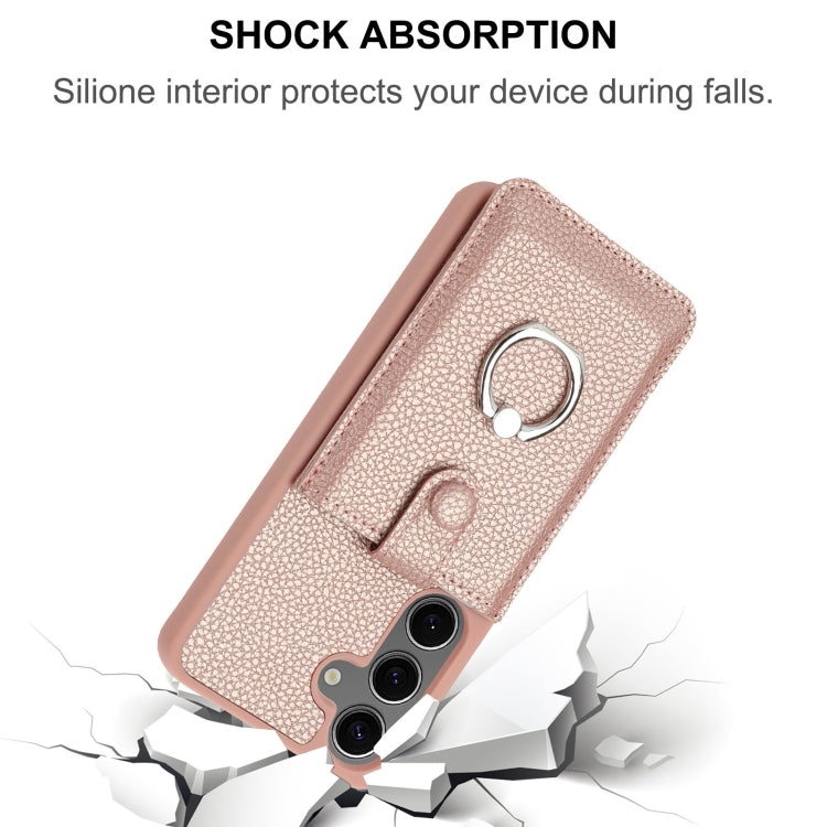 For Samsung Galaxy S24+ 5G Litchi Texture Drawing Card Bag Ring Holder Phone Case