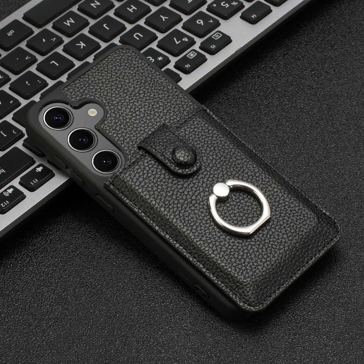 For Samsung Galaxy S24+ 5G Litchi Texture Drawing Card Bag Ring Holder Phone Case