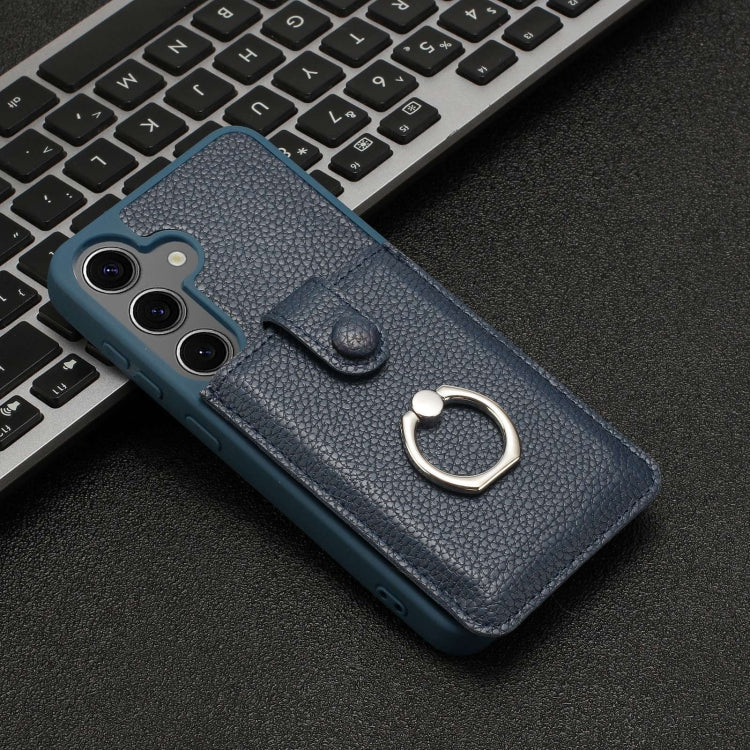 For Samsung Galaxy S24 FE 5G Litchi Texture Drawing Card Bag Ring Holder Phone Case
