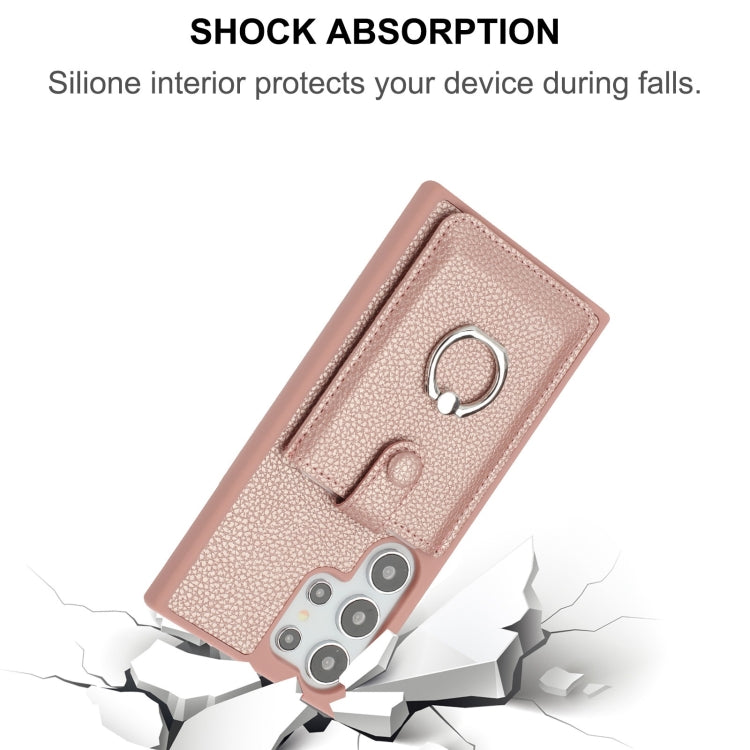 For Samsung Galaxy S24 Ultra 5G Litchi Texture Drawing Card Bag Ring Holder Phone Case