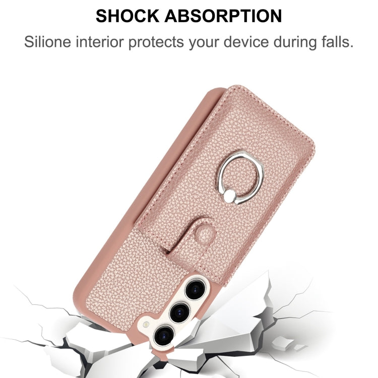For Samsung Galaxy S23 5G Litchi Texture Drawing Card Bag Ring Holder Phone Case