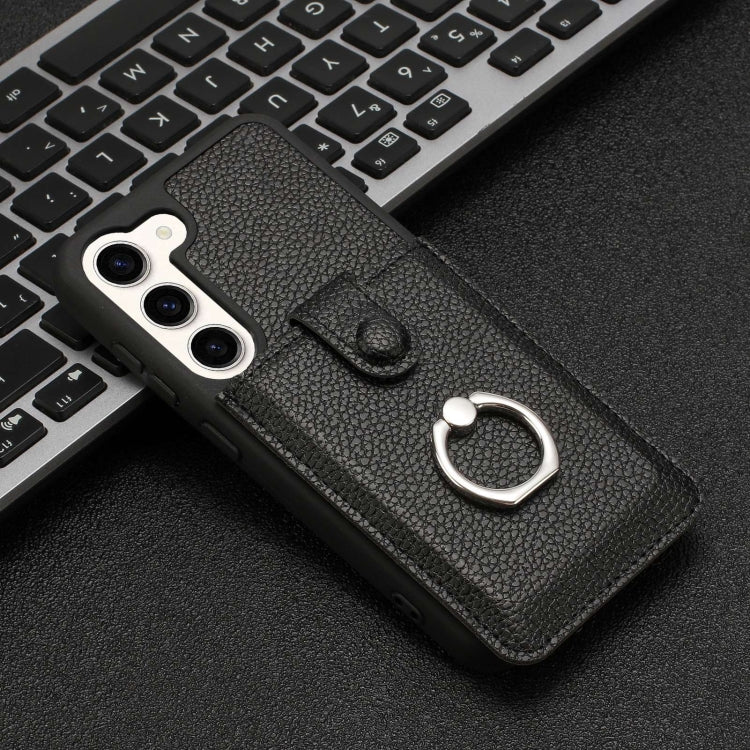 For Samsung Galaxy S23 5G Litchi Texture Drawing Card Bag Ring Holder Phone Case