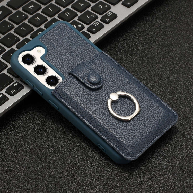For Samsung Galaxy S23 5G Litchi Texture Drawing Card Bag Ring Holder Phone Case