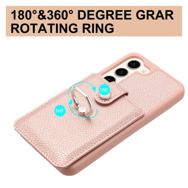 For Samsung Galaxy S23 5G Litchi Texture Drawing Card Bag Ring Holder Phone Case