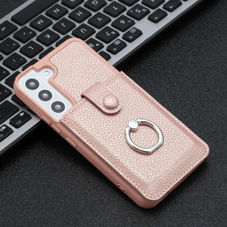 For Samsung Galaxy S22 5G Litchi Texture Drawing Card Bag Ring Holder Phone Case