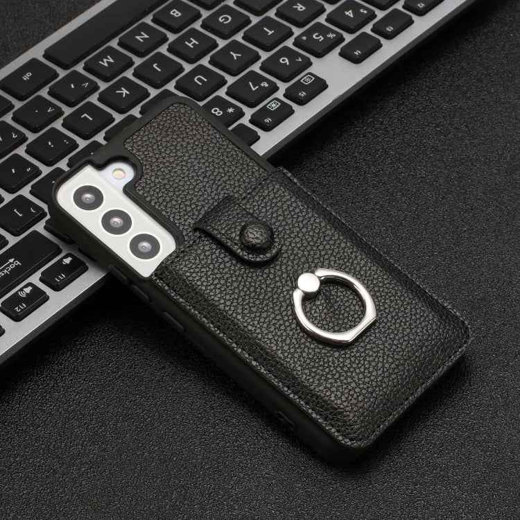For Samsung Galaxy S22 5G Litchi Texture Drawing Card Bag Ring Holder Phone Case