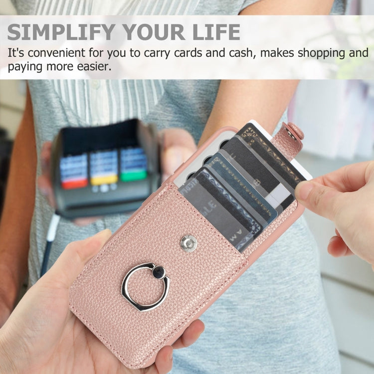 For Samsung Galaxy S22 5G Litchi Texture Drawing Card Bag Ring Holder Phone Case