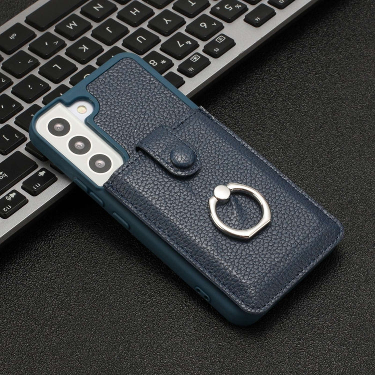 For Samsung Galaxy S22 5G Litchi Texture Drawing Card Bag Ring Holder Phone Case