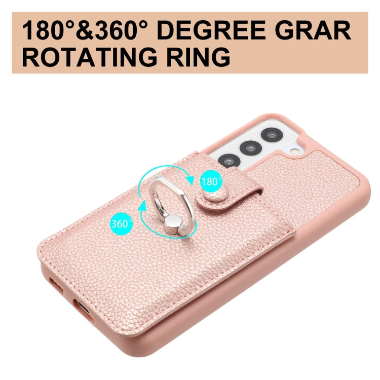 For Samsung Galaxy S22 5G Litchi Texture Drawing Card Bag Ring Holder Phone Case