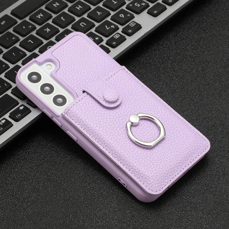 For Samsung Galaxy S22 5G Litchi Texture Drawing Card Bag Ring Holder Phone Case