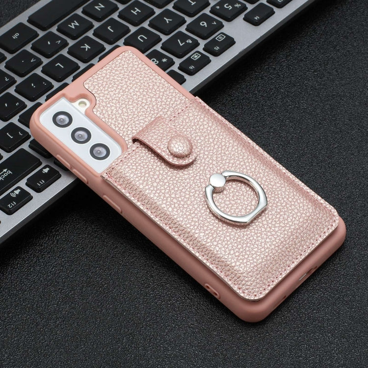 For Samsung Galaxy S21 5G Litchi Texture Drawing Card Bag Ring Holder Phone Case