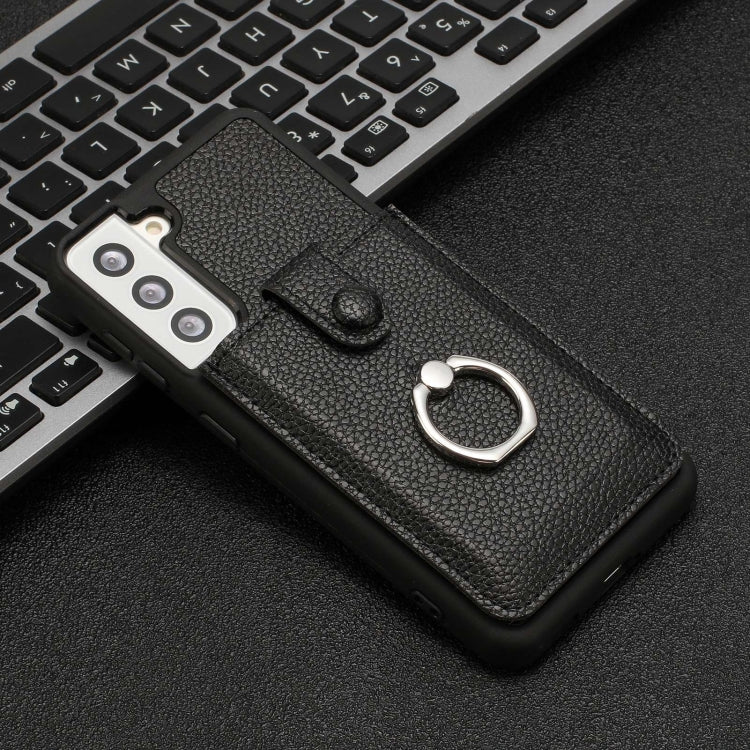 For Samsung Galaxy S21 5G Litchi Texture Drawing Card Bag Ring Holder Phone Case