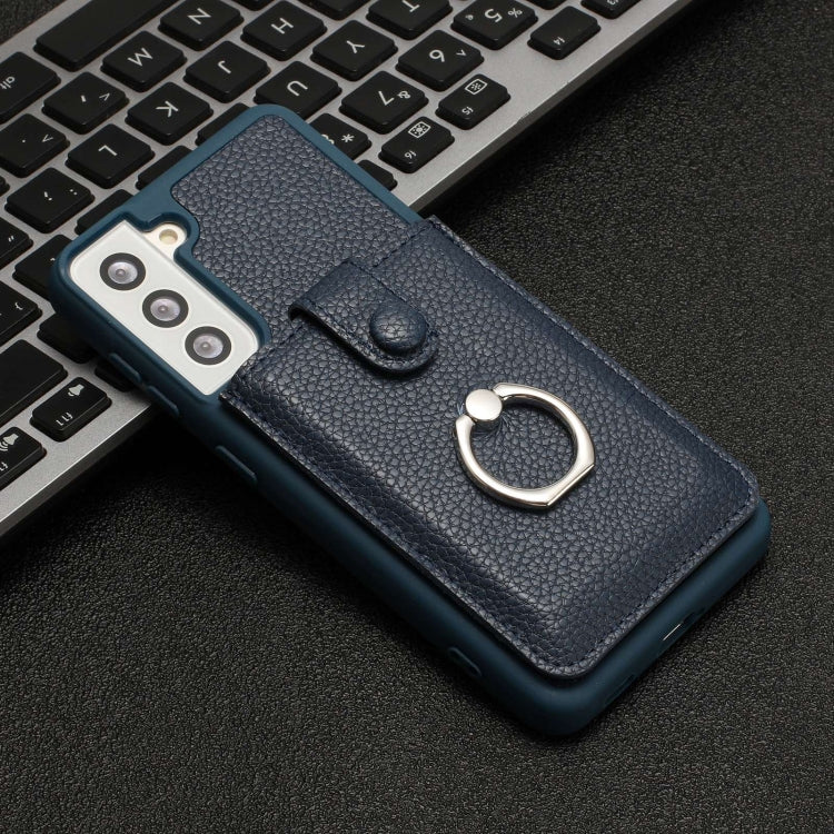 For Samsung Galaxy S21 5G Litchi Texture Drawing Card Bag Ring Holder Phone Case