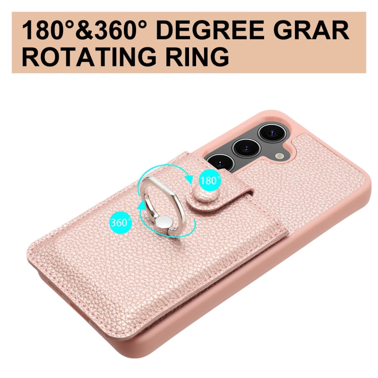 For Samsung Galaxy S25 5G Litchi Texture Drawing Card Bag Ring Holder Phone Case