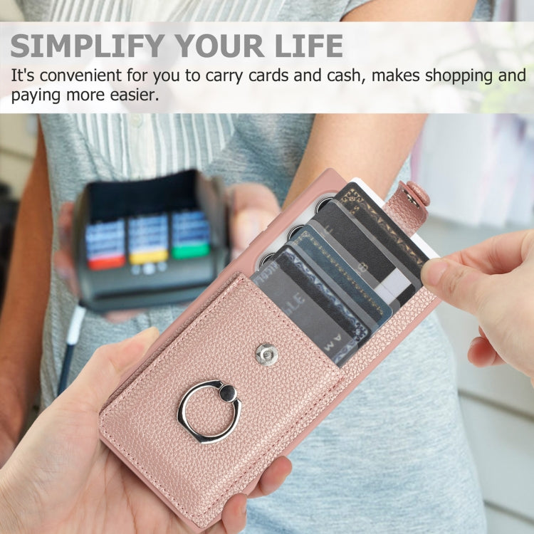 For Samsung Galaxy S25 Ultra 5G Litchi Texture Drawing Card Bag Ring Holder Phone Case