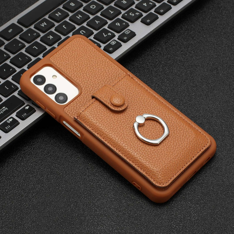 For Samsung Galaxy A13 4G / 5G Litchi Texture Drawing Card Bag Ring Holder Phone Case