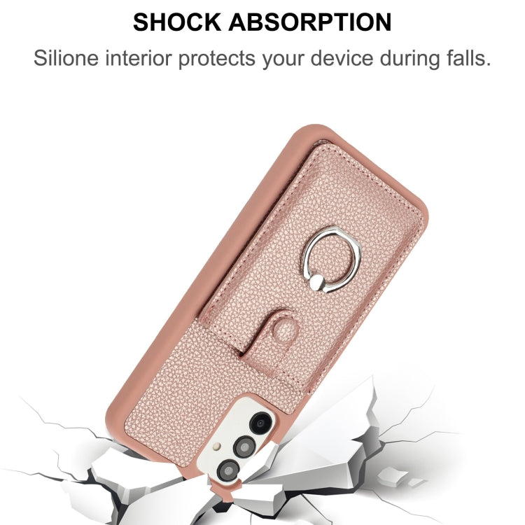 For Samsung Galaxy A13 4G / 5G Litchi Texture Drawing Card Bag Ring Holder Phone Case
