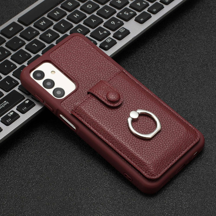 For Samsung Galaxy A13 4G / 5G Litchi Texture Drawing Card Bag Ring Holder Phone Case