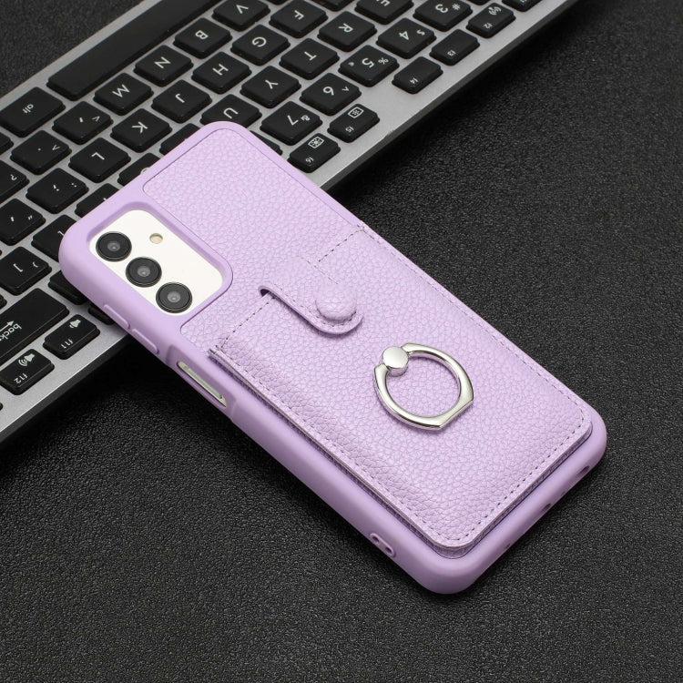 For Samsung Galaxy A13 4G / 5G Litchi Texture Drawing Card Bag Ring Holder Phone Case