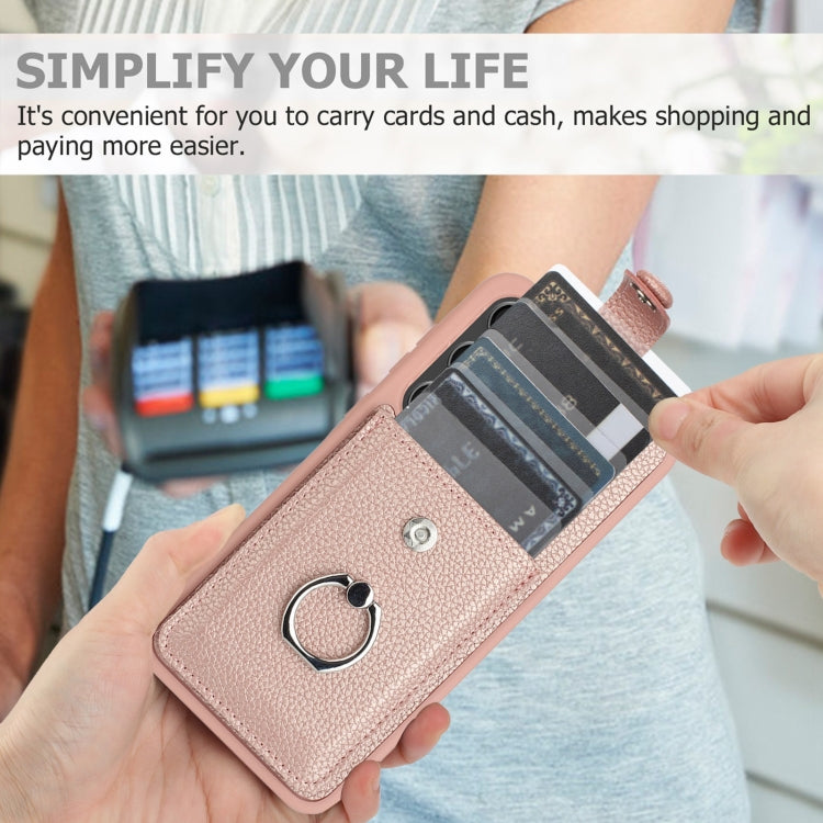 For Samsung Galaxy A24 4G Litchi Texture Drawing Card Bag Ring Holder Phone Case