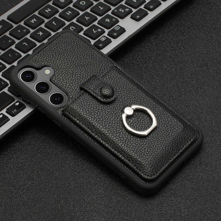 For Samsung Galaxy A24 4G Litchi Texture Drawing Card Bag Ring Holder Phone Case