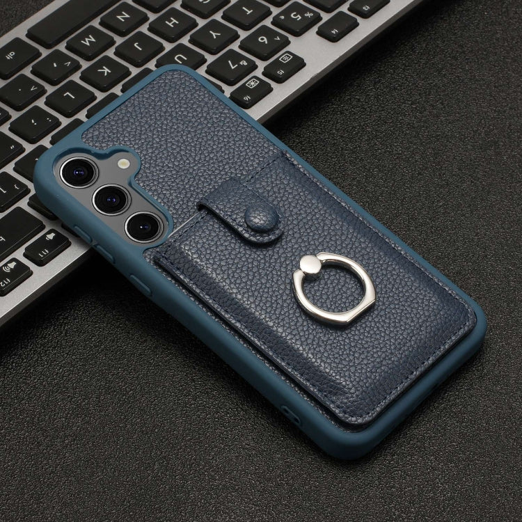 For Samsung Galaxy A24 4G Litchi Texture Drawing Card Bag Ring Holder Phone Case