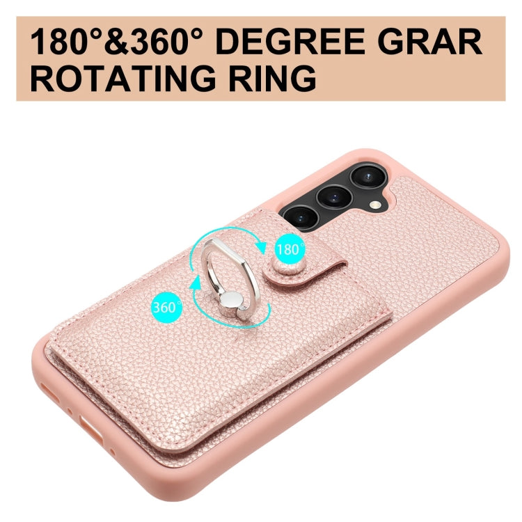 For Samsung Galaxy A24 4G Litchi Texture Drawing Card Bag Ring Holder Phone Case