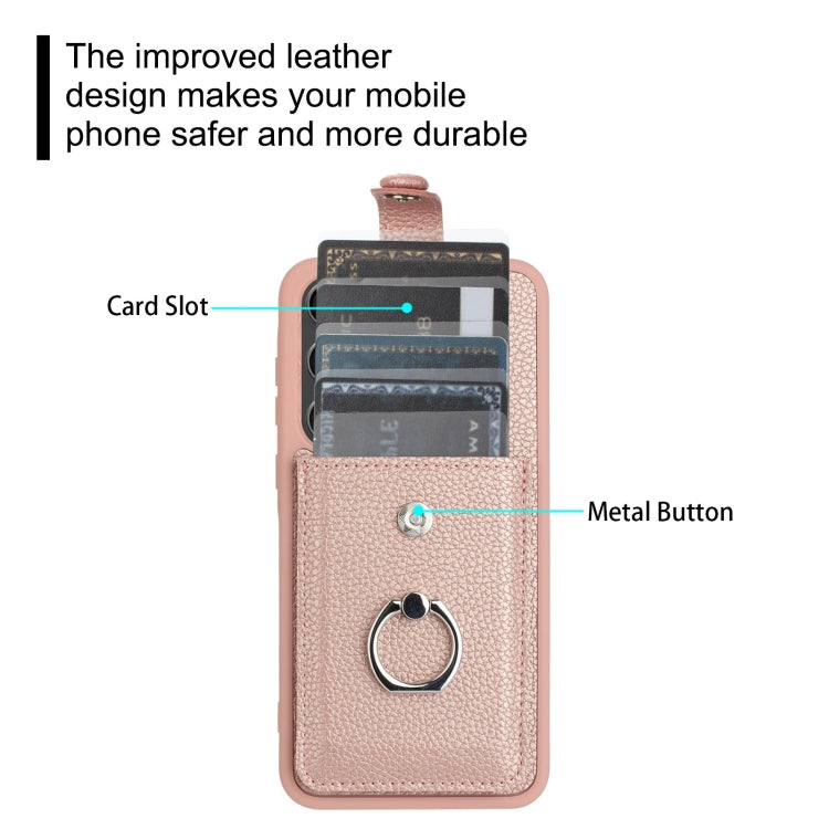 For Samsung Galaxy A24 4G Litchi Texture Drawing Card Bag Ring Holder Phone Case