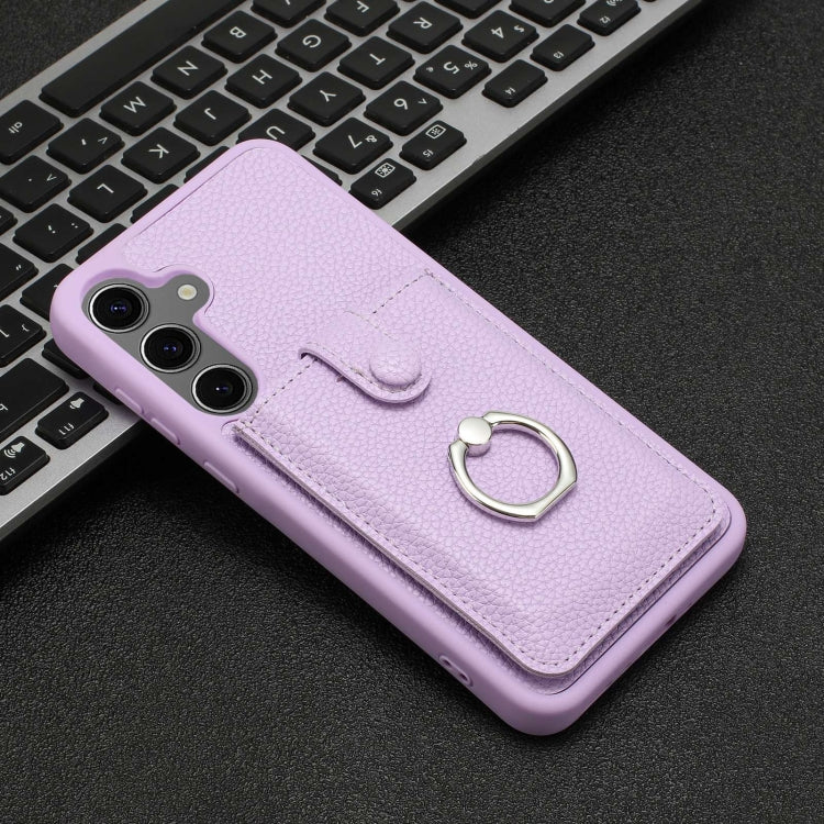 For Samsung Galaxy A24 4G Litchi Texture Drawing Card Bag Ring Holder Phone Case