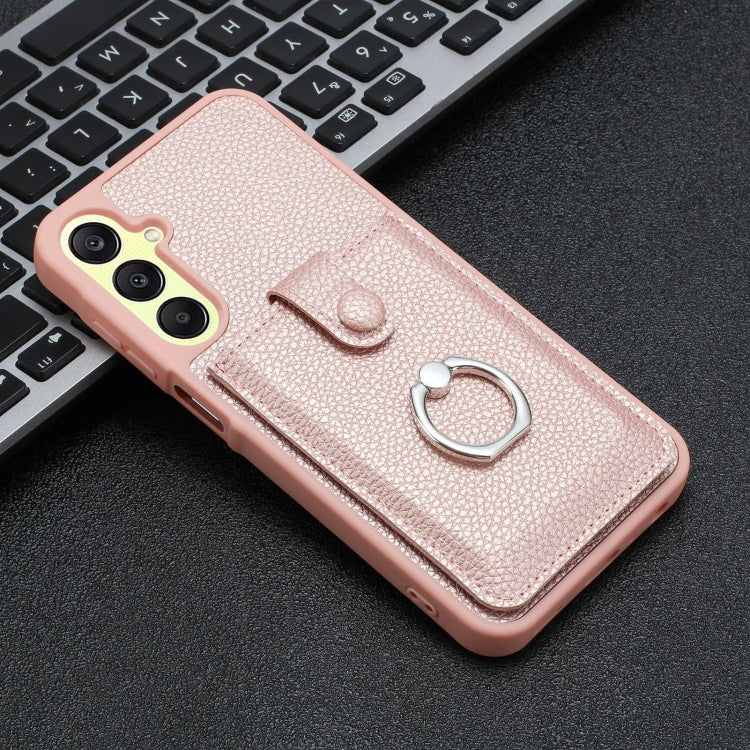 For Samsung Galaxy A25 5G Global Litchi Texture Drawing Card Bag Ring Holder Phone Case