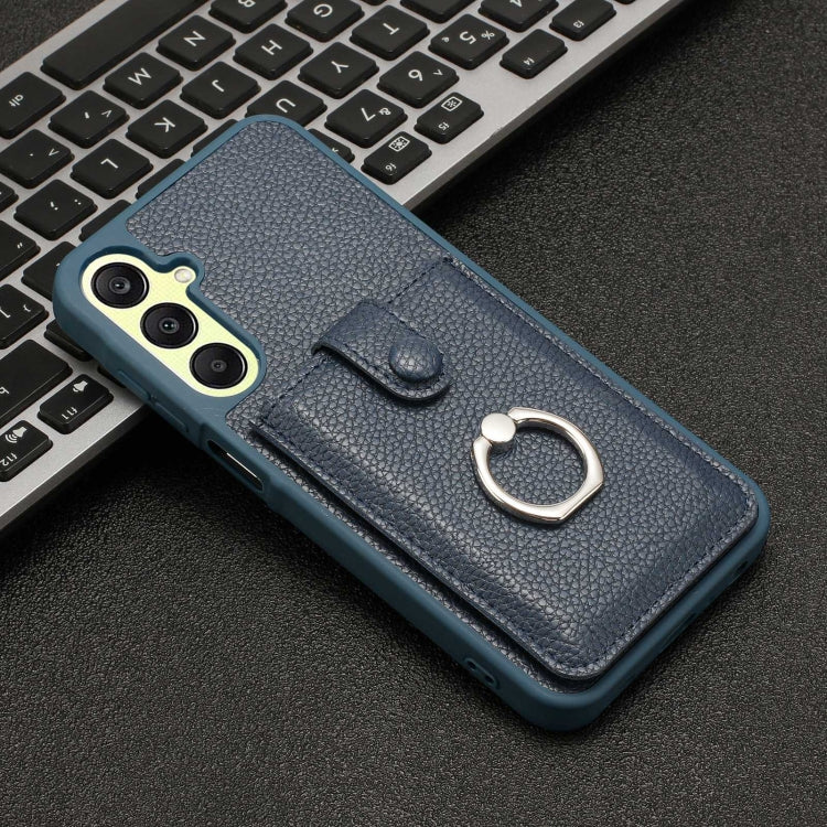 For Samsung Galaxy A25 5G Global Litchi Texture Drawing Card Bag Ring Holder Phone Case