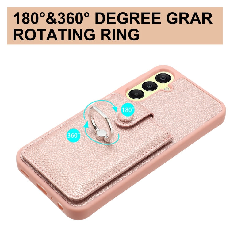 For Samsung Galaxy A25 5G Global Litchi Texture Drawing Card Bag Ring Holder Phone Case