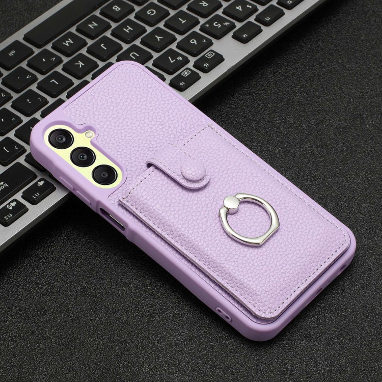 For Samsung Galaxy A25 5G Global Litchi Texture Drawing Card Bag Ring Holder Phone Case