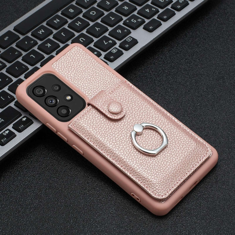 For Samsung Galaxy A53 5G Litchi Texture Drawing Card Bag Ring Holder Phone Case