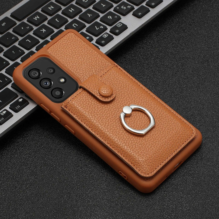 For Samsung Galaxy A53 5G Litchi Texture Drawing Card Bag Ring Holder Phone Case