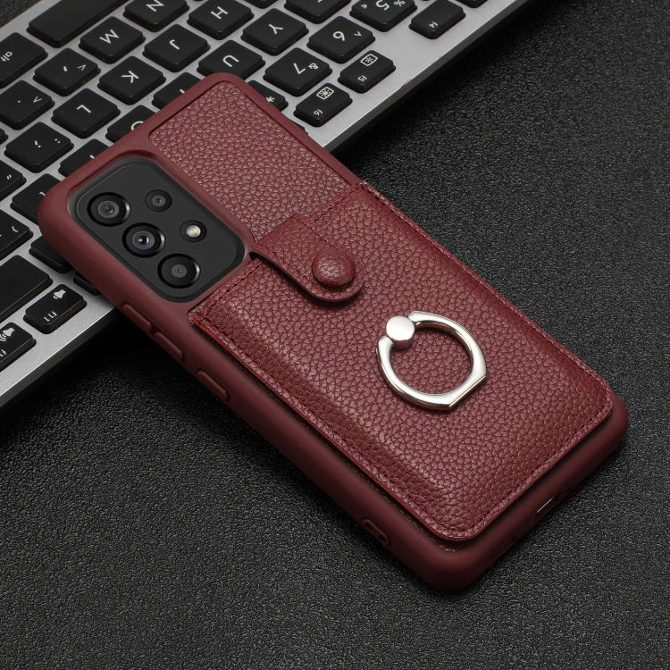 For Samsung Galaxy A53 5G Litchi Texture Drawing Card Bag Ring Holder Phone Case