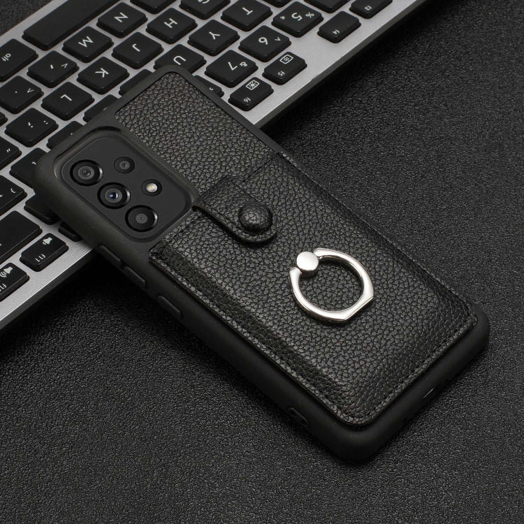 For Samsung Galaxy A53 5G Litchi Texture Drawing Card Bag Ring Holder Phone Case