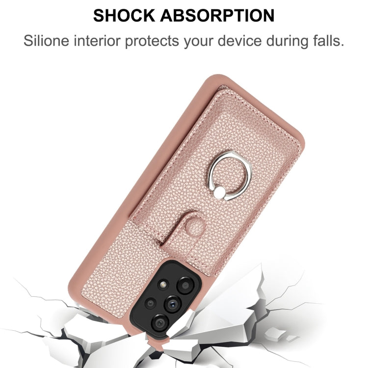 For Samsung Galaxy A53 5G Litchi Texture Drawing Card Bag Ring Holder Phone Case