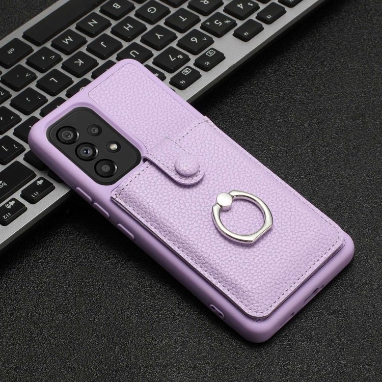 For Samsung Galaxy A53 5G Litchi Texture Drawing Card Bag Ring Holder Phone Case
