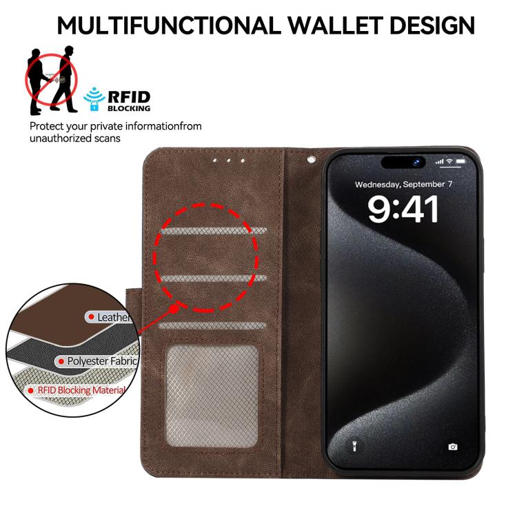 For Redmi Note 14S 4G ABEEL Color Block Magnetic RFID Leather Phone Case