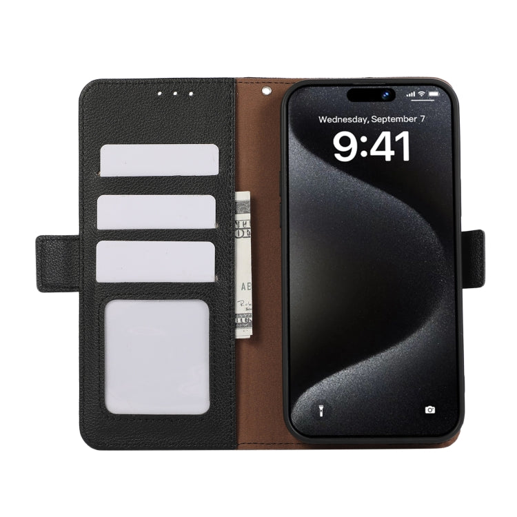 For Redmi 14C 4G ABEEL Side-Magnetic Litchi Pattern Leather RFID Phone Case