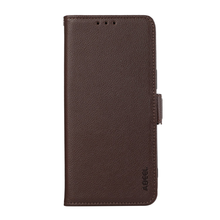 For Redmi 14C 4G ABEEL Side-Magnetic Litchi Pattern Leather RFID Phone Case